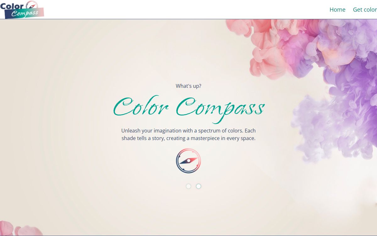 Color Compass homepage with its pastel color palette