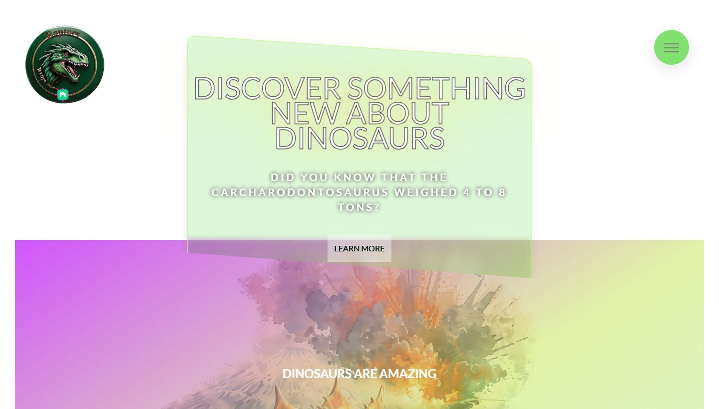 Dinosauria landing page with dinosaur facts and watercolor artwork