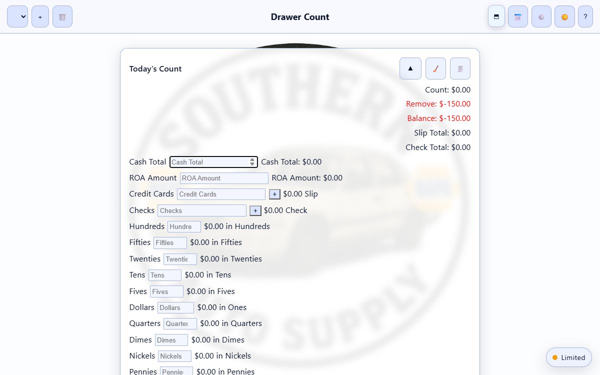 Drawer Count cash-drawer counting interface