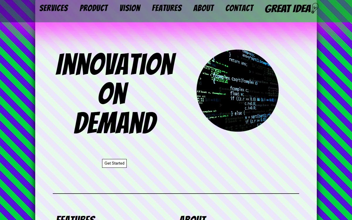 User Interface III landing page with navigation and the Innovation On Demand hero
